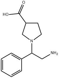 1-(2-氨基-1-苯基-乙基)吡咯烷-3-羧酸 结构式