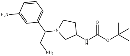 (1-(2-氨基-1-(3-氨基苯基)乙基)吡咯烷-3-基)氨基甲酸叔丁酯 结构式