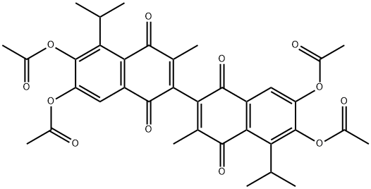 [2,2'-Binaphthalene]-1,1',4,4'-tetrone, 6,6',7,7'-tetrakis(acetyloxy)-1,1',4,4'-tetrahydro-3,3'-diMethyl-5,5'-bis(1-Methylethyl)- 结构式