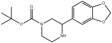 1-BOC-3-苯并[1,3]1,3-二氧杂环戊烯-5-基-哌嗪 结构式