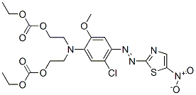 5-氯-N,N-双[2-(乙氧基碳酰氧基)乙基]-2-甲氧基-4-(5-硝基-1,3-噻唑-2-基偶氮)苯胺 结构式