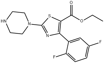 4-(2,5-二氟苯基)-2-(1-哌嗪基)-5-三唑羧酸乙酯 结构式