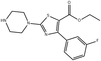 4-(3-氟苯基)-2-(1-哌嗪基)-5-三唑羧酸乙酯 结构式