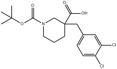 1-(叔丁氧羰基)-3-(3,4-二氯苄基)哌啶-3-羧酸 结构式