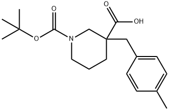 1-(叔丁氧羰基)-3-(4-甲基苄基)哌啶-3-羧酸 结构式