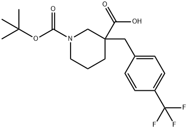 1-(叔丁氧羰基)-3-(4-(三氟甲基)苄基)哌啶-3-羧酸 结构式