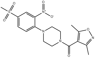 (3,5-二甲基-4-异噁唑)[4-[4-(甲基磺酰基)-2-硝基苯基]-1-哌嗪基]-甲酮 结构式