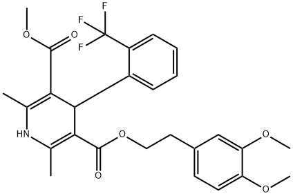 5-(34Dimethoxyphenylethyl)ethyl 3-Methyl-1,4-Dihydro-2,6-dimethyl-4-(2trifluoromethyl)phenyl-pyridine-3,5dicarboxylate 结构式