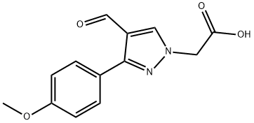 2-[4-甲烷酰-3-(4-甲氧苯基)吡唑-1-基]乙酸 结构式
