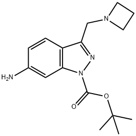 6-AMINO-3-AZETIDIN-1-YLMETHYL-INDAZOLE-1-CARBOXYLIC ACID TERT-BUTYL ESTER 结构式