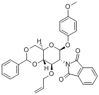 4-甲氧苯基3-O-烯丙基-4,6-O-苯亚甲基-2-脱氧-2-苯二甲酰亚氨基-Β-D-吡喃葡萄糖苷 结构式