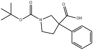 1-(叔丁氧羰基)-3-苯基吡咯烷-3-羧酸 结构式