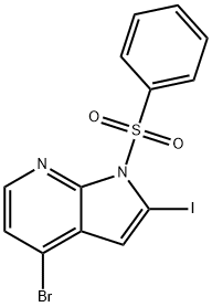 4-溴-2-碘-1-(苯磺酰基)-1H-吡咯并[2,3-B]吡啶 结构式