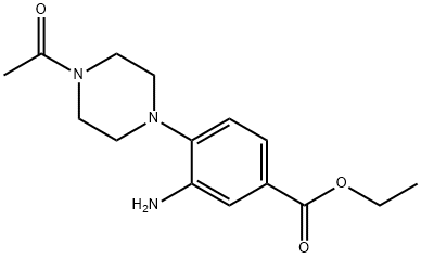 4-(4-Acetyl-1-piperazinyl)-3-amino-benzoic acid ethyl ester 结构式