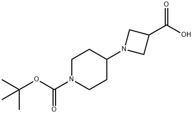 1-(1-(叔丁氧羰基)哌啶-4-基)氮杂环丁烷-3-羧酸 结构式