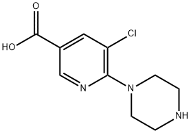 5-CHLORO-6-PIPERAZIN-1-YL-NICOTINIC ACID 结构式