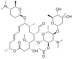 9-O-[(5S,6R)-5-(Dimethylamino)tetrahydro-6-methyl-2H-pyran-2-yl]-leucomycin V 2A-Acetate 结构式