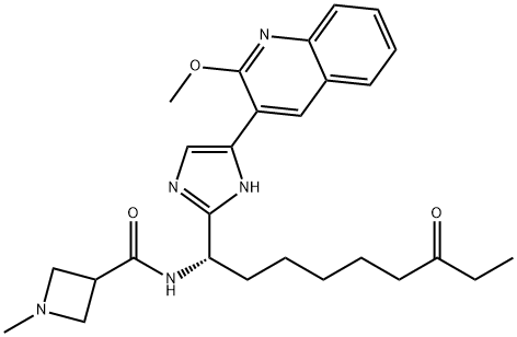 3-AzetidinecarboxaMide, N-[(1S)-1-[5-(2-Methoxy-3-quinolinyl)-1H-iMidazol-2-yl]-7-oxononyl]-1-Methyl- 结构式
