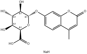 4-甲基香豆素基-Α-L-吡喃艾杜糖醛酸钠盐 结构式