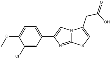 6-(3-CHLORO-4-METHOXYPHENYL)IMIDAZO[2,1-B]THIAZOLE-3-ACETIC ACID 结构式