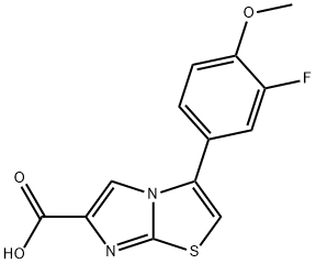 3-(3-FLUORO-4-METHOXYPHENYL)IMIDAZO[2,1-B]THIAZOLE-6-CARBOXYLIC ACID 结构式