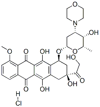 (8S,10S)-6,8,11-trihydroxy-8-(2-hydroxyacetyl)-10-[(2S,4S,5S,6S)-5-hydroxy-6-methyl-4-morpholin-4-yl-oxan-2-yl]oxy-1-methoxy-9,10-dihydro-7H-tetracene-5,12-dione hydrochloride 结构式