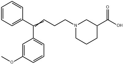 3-Piperidinecarboxylic acid, 1-(4-(3-methoxyphenyl)-4-phenyl-3-butenyl )- 结构式