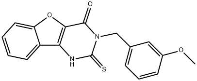 3-(3-Methoxybenzyl)-2-thioxo-2,3-dihydro[1]benzofuro[3,2-d]pyrimidin-4(1H)-one 结构式