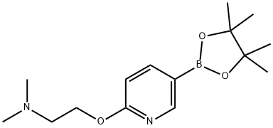 N,N-二甲基-2-((5-(4,4,5,5-四甲基-1,3,2-二氧杂环戊硼烷-2-基)吡啶-2-基)氧基)乙胺 结构式