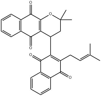 4-[1,4-Dihydro-3-(3-methyl-2-butenyl)-1,4-dioxonaphthalen-2-yl]-3,4-dihydro-2,2-dimethyl-2H-naphtho[2,3-b]pyran-5,10-dione 结构式