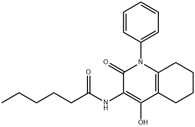 Hexanamide,  N-(1,2,5,6,7,8-hexahydro-4-hydroxy-2-oxo-1-phenyl-3-quinolinyl)- 结构式