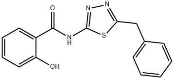 N-[5-(苄基)-1,3,4-噻二唑-2-基]-2-羟基-苯甲酰胺 结构式