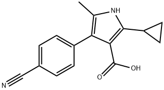 1H-Pyrrole-3-carboxylic  acid,  4-(4-cyanophenyl)-2-cyclopropyl-5-methyl- 结构式