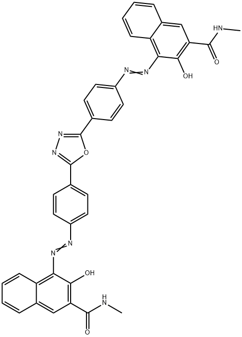 4,4'-[1,3,4-oxadiazole-2,5-diylbis(phenylene-1,4-azo)]bis(3-hydroxy-N-methylnaphthalene-2-carboxamide) 结构式