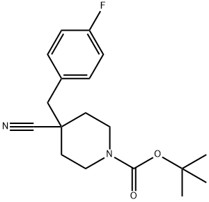 4-氰基-4-(4-氟苯甲基)哌啶-1-羧酸叔丁酯 结构式