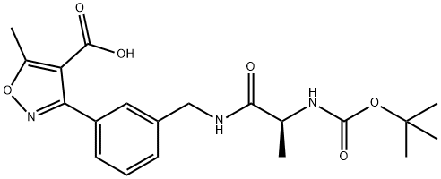 4-Isoxazolecarboxylic  acid,  3-[3-[[[(2S)-2-[[(1,1-dimethylethoxy)carbonyl]amino]-1-oxopropyl]amino]methyl]phenyl]-5-methyl- 结构式