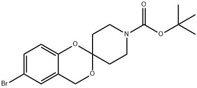 6-溴-4H-螺[苯并[D][1,3]二噁英-2,4-哌啶]-1-羧酸叔丁酯 结构式