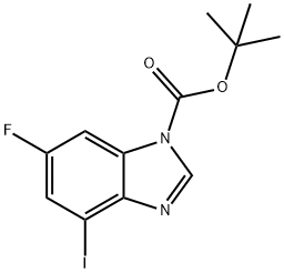 1H-BenziMidazole-1-carboxylic acid, 6-fluoro-4-iodo-, 1,1-diMethylethyl ester 结构式