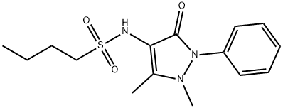 N-(1,5-二甲基-2-苯基-3-氧代-2,3-二氢-4-吡唑基)丁烷-1-磺酰胺 结构式