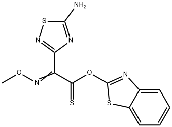 (Z)-2-(5-氨基-1,2,4-噻二唑-3-基)-2-甲氧亚氨基硫代乙酸 (S)-2-苯并噻唑酯 结构式