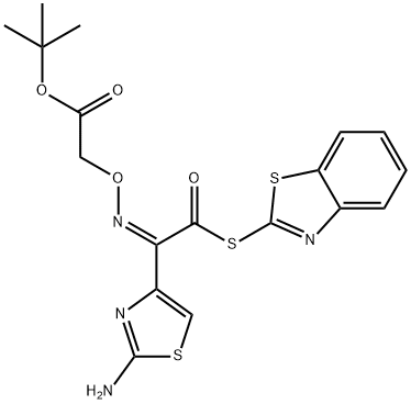 (Z)-2-(2-氨基噻唑-4-基)-2-甲氧羰基甲氧亚氨基硫代乙酸 (S)-2-苯并噻唑酯 结构式