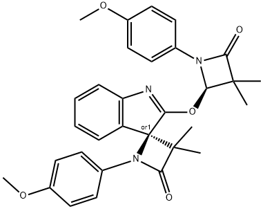 (S)-1-(4-METHOXYPHENYL)-2'-((S)-1-(4-METHOXYPHENYL)-3,3-DIMETHYL-4-OXOAZETIDIN-2-YLOXY)-3,3-DIMETHYLSPIRO[AZETIDINE-2.3'-INDOLINE]-4-ONE 结构式