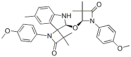 (S)-1-(4-METHOXYPHENYL)-2'-((S)-1-(4-METHOXYPHENYL)-3,3-DIMETHYL-4-OXOAZETIDIN-2-YLOXY)-3,3,5'-TRIMETHYLSPIRO[AZETIDINE-2.3'-INDOLINE]-4-ONE 结构式