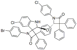 (S)-5'-CHLORO-1-(4-BROMOPHENYL)-2'-((S)-1-(4-CHLOROPHENYL)-4-OXO-3,3-DIPHENYLAZETIDIN-2-YLOXY)-3,3-DIPHENYLSPIRO[AZETIDINE-2.3'-INDOLINE]-4-ONE 结构式