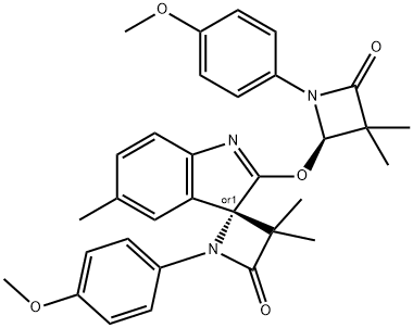 (S)-1-(4-METHOXYPHENYL)-2'-((R)-1-(4-METHOXYPHENYL)-3,3-DIMETHYL-4-OXOAZETIDIN-2-YLOXY)-3,3,5'-TRIMETHYLSPIRO[AZETIDINE-2,3'-INDOL]-4-ONE 结构式