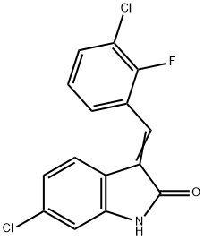 (E)-6-氯-3-(3-氯-2-氟苯亚甲基)二氢吲哚-2-酮 结构式