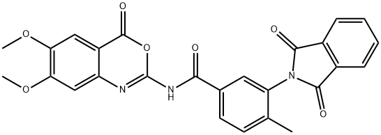 N-(6,7-DIMETHOXY-4-OXO-4H-3,1-BENZOXAZIN-2-YL)-3-(1,3-DIHYDRO-1,3-DIOXO-2H-ISOINDOL-2-YL)-4-METHYL-BENZAMIDE 结构式