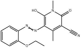 3-Pyridinecarbonitrile,  5-[2-(2-ethoxyphenyl)diazenyl]-1,2-dihydro-6-hydroxy-1,4-dimethyl-2-oxo- 结构式