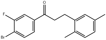 4'-BROMO-3-(2,5-DIMETHYLPHENYL)-3'-FLUOROPROPIOPHENONE 结构式