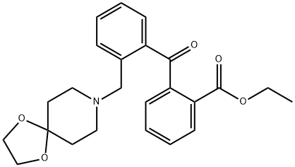 2-(2-((1,4-二噁烷-8-氮杂螺环并[4.5]癸-8-基)甲基)苯甲酰基)苯甲酸乙酯 结构式